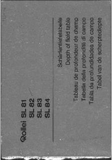 Rollei SL 84 manual. Camera Instructions.